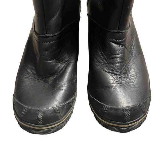 SOREL Black Leather Slimpack Slimboot Waterproof Pull On Boots - Picture 3 of 8